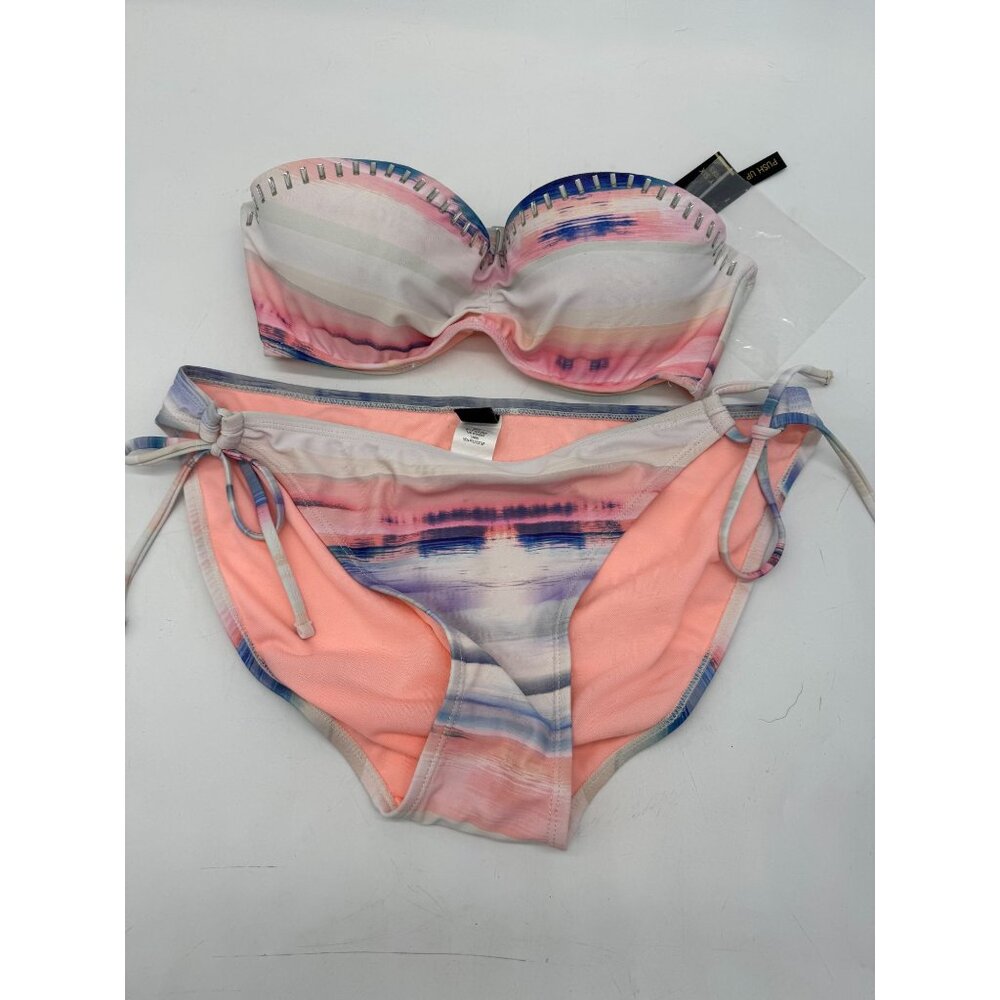 Ninety Six Degrees 2-pc Bikini Swimsuit Womens XL Pink Striped Sexy Beach